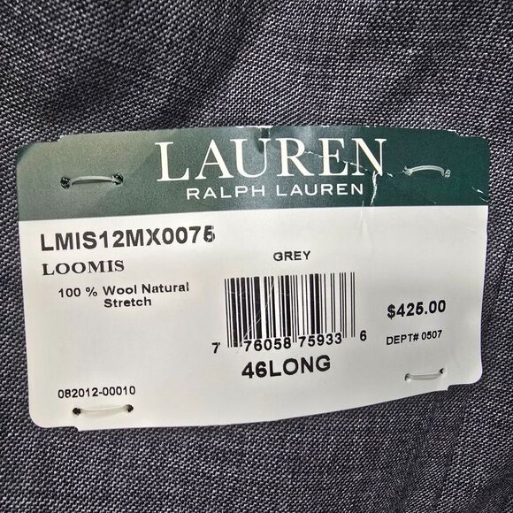 NWT Lauren Ralph Lauren Ultraflex 100% Wool Gray Sport Coat Blazer 46L - Picture 10 of 16